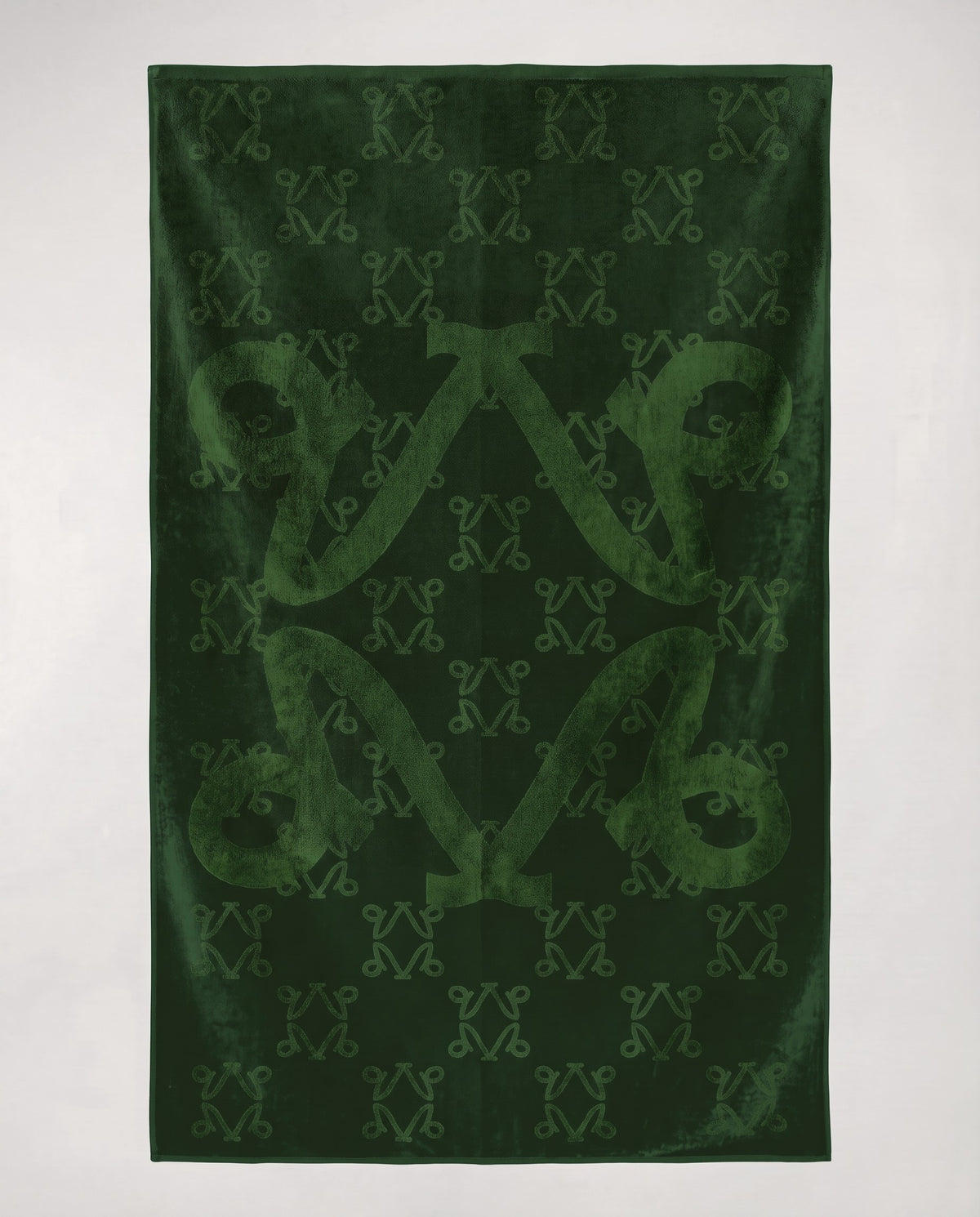 VELVET towel hung flat, large Monogram in Undergrowth