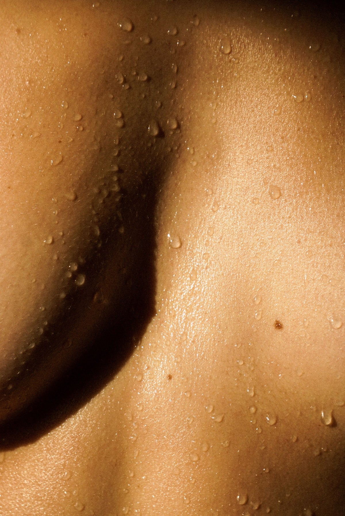 Water droplets on skin after a bath